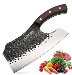 forged cleaver, effort saving kitchen hybrid knife, handmade chinese chef's knives, full tang cutlery with high carbon steel blade, brown sandalwood ergonomic handle,gift box included