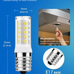 JandCase Microwave Light Bulbs Under Hood, Ceramic E17 LED Bulbs 40 Watt Equivalent, Daylight White 6000K Appliance Bulbs for Refrigerator,Microwave, Oven, Stove Hood, Non-Dimmable, 2Pack