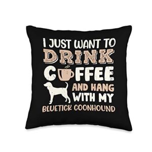 bluetick coonhound love dog gifts funny bluetick coonhound drink coffee hand with dog mom gift throw pillow, 16x16, multicolor