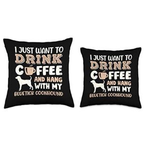 Bluetick Coonhound Love Dog Gifts Funny Bluetick Coonhound Drink Coffee Hand with Dog Mom Gift Throw Pillow, 16x16, Multicolor