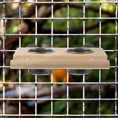 Balacoo Bird Parrot Feeding Cups with Clamp Window Pet Bird Water Feeder Stainless Steel Dishes Feeder for Cage Small Animal Parrot Cockatiel Conure Budgies Parakeet 2pcs