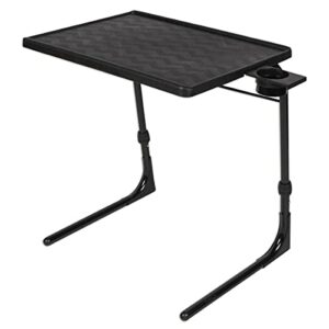 table-mate ii plus tv tray table - folding tv dinner table, couch table trays for eating, portable bed dinner tray - adjustable tv table with 3 angles, cup holder, black