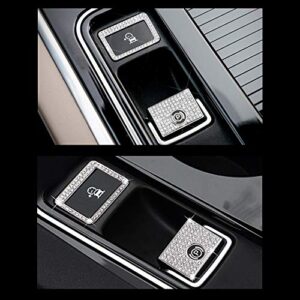 CARFIB Car Interior Bling Accessories for Jaguar F-PACE XE XF 2019 2020 Electronic Handbrake Parking P ASPC Button Ring Decals Sticker Cover Parts Decoration Men Women Zinc Alloy Crystal Silver 2Pcs