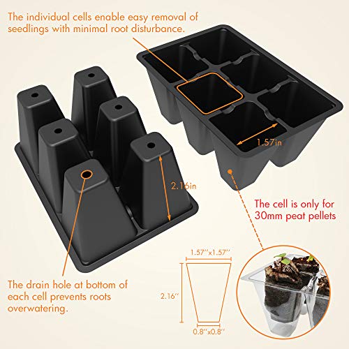 Gardzen 10-Set Garden Propagator Set, Seed Tray Kits with 120-Cell, Seed Starter Tray with Dome and Base 6.6" x 4.5" (12-Cell Per Tray)