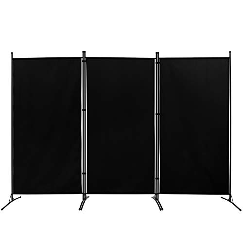 ACTREY Outdoor/Indoor Room Divider (3-Panel), Folding Partition Privacy Screen for Office, School,Studio, Conference,Classroom, Dorm Room, Kids Room-102 W X 16" D x 72" H (Black)