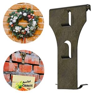 NACETURE Brick Hook Clips (4 Pack) Outdoor Brick Hangers Wall Clips for Hanging - Mounting to Brick Without Drilling, Heavy Duty Metal Hangers for Outside Home Decor, Fits 2-1/4 to 2-2/5 Inch