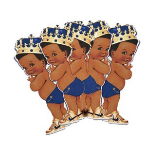 blue prince party cut-outs, african american prince decor for royal birthday baby shower (8 inches)