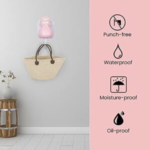 NUANNUAN 4 Pieces Coat Hooks Cute Cat Shape Punch Free Adhesive Hooks, Plastic Creative Home Storage Utility Wall Decorations Hanger Holder for Hanging Hat Towel Backpacks Key Scarf Bags