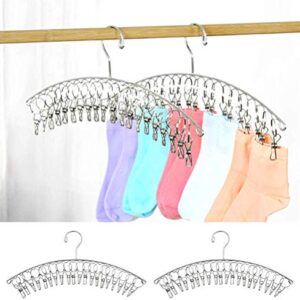 Stainless Steel Clothes Drying Rack, Laundry Clothes Hanger with 20 Clips for Drying Socks,Diapers,Bras,Baby Clothes,Towels,Underwears Set of 3