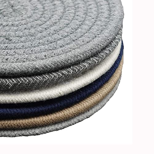Set of 6 Trivets for Hot Pots and Pans and Pot Holders – 100% Pure Cotton 7” Round Mats, Hot Pads for Kitchens, Coasters, Placemats, Spoon Rest for Cooking and Baking