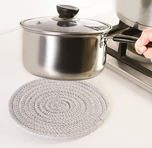Set of 6 Trivets for Hot Pots and Pans and Pot Holders – 100% Pure Cotton 7” Round Mats, Hot Pads for Kitchens, Coasters, Placemats, Spoon Rest for Cooking and Baking