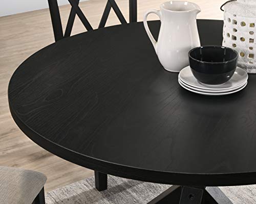 Roundhill Furniture Windvale Cross-Buck Wood 5-Piece Dining Set, Black