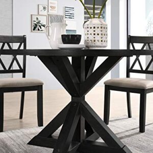 Roundhill Furniture Windvale Cross-Buck Wood 5-Piece Dining Set, Black