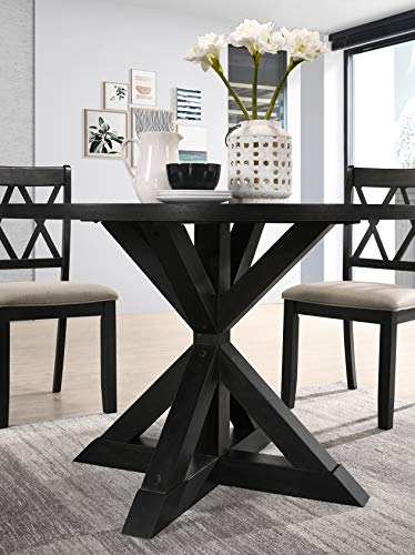 Roundhill Furniture Windvale Cross-Buck Wood 5-Piece Dining Set, Black