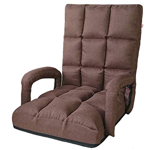 GYDJBD Folding Lounger Sofa Floor Chair Sofa Lounger Bed with Armrests and A Pillow, Six Positions of The Backrest Can Be Adjusted (Color : Brown)