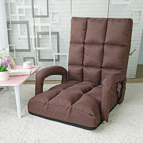 GYDJBD Folding Lounger Sofa Floor Chair Sofa Lounger Bed with Armrests and A Pillow, Six Positions of The Backrest Can Be Adjusted (Color : Brown)