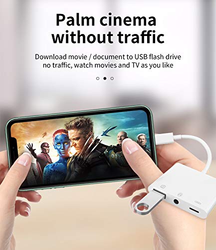 Apple Certified for iPhone Headphone Adapter 3.5mm AUX Audio Jack and Charger Extender Dongle Earphone Headset Converter Lightning Male to USB Female OTG Cable Camera Memory Connector Kit Splitter