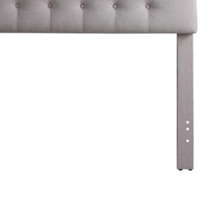 Rosevera Darax Adjustable Height Headboard with Linen Upholstery and Button Tufting, Queen, Beige