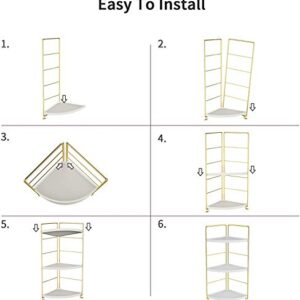 kaileyouxiangongsi Standing Shelf Units, 3-Tier Corner Storage Shelf, Bathroom Countertop Organizer, Vanity Tray Cosmetic Skincare Makeup Storage, Kitchen Spice Rack Standing Shelf, Golden