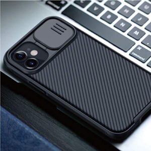 imluckies Compatible for iPhone 12/12 Pro Case with Camera Cover, Hard PC Back & Soft Bumper, Protective & Slim Fit, Camera Protection Case for iPhone 12&12 Pro 6.1" 2020-Black