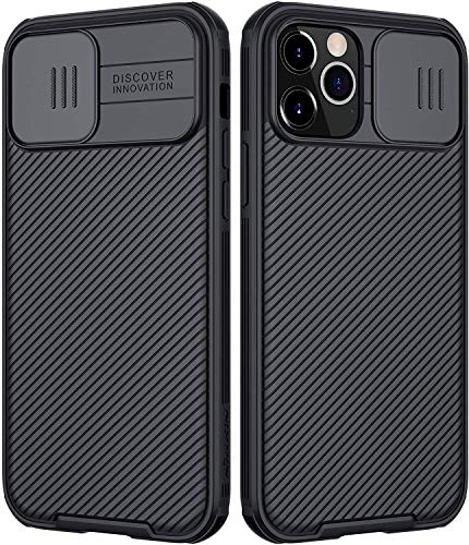 imluckies Compatible for iPhone 12/12 Pro Case with Camera Cover, Hard PC Back & Soft Bumper, Protective & Slim Fit, Camera Protection Case for iPhone 12&12 Pro 6.1" 2020-Black