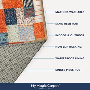 My Magic Carpet Washable Rug - Non-Slip, Stain Resistant, Waterproof, Foldable - 1 Piece Accent Living Room & Bedroom Area Rug - Pet & Kid Friendly (Patchwork Multicolor, 5X7 ft)