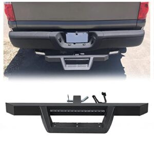 Rear 2’’ Receiver Trailer Tow Hitch Step Bar Bumper Guard W/Led Brake Light for Truck SUV Van