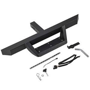 Rear 2’’ Receiver Trailer Tow Hitch Step Bar Bumper Guard W/Led Brake Light for Truck SUV Van