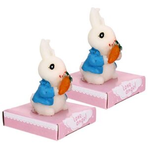 kesyoo miniature bunny rabbit 2pcs bunny candle rabbit cake candle easter party bunny rabbit decorations spring animal figurine spring animal table centerpiece scented soy tealights