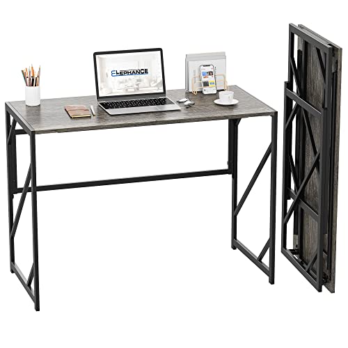 Elephance 40" Folding Computer Desk No Assembly Needed Foldable Small Home Office Desk Study Writing Desk Gaming Table for Small Space