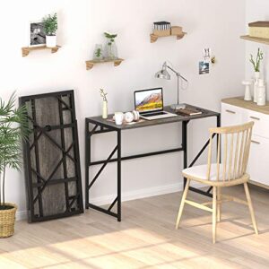 Elephance 40" Folding Computer Desk No Assembly Needed Foldable Small Home Office Desk Study Writing Desk Gaming Table for Small Space