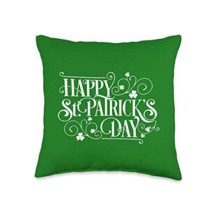 saint patrick's day and clover tees & gifts happy st. patrick's day clovers throw pillow, 16x16, multicolor