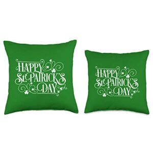 Saint Patrick's Day and Clover Tees & Gifts Happy St. Patrick's Day Clovers Throw Pillow, 16x16, Multicolor