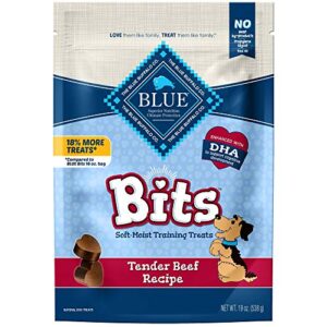 blue buffalo blue bits natural soft-moist training dog treats, beef recipe 19-oz bag