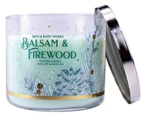 white barn bath and body works balsam and firewood 3 wick scented candle 14.5 ounce