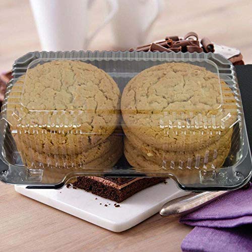 9 x 5 Dessert cake roll container Clear Hinged Lid disposable 9 x 5 great for Loaf Deep Cookies plastic containers disposable donut sandwich clamshell containers for food Takeout Trays (Pack of 25)