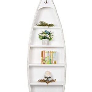 DutchCrafters 4' Coastal Boat Bookcase with Book Shelves, Décor Storage Organization - Amish Made in USA (Bright Blue)