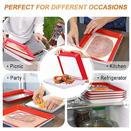Food Plastic Preservation Tray- stackable food preservation trays- Reusable fresh tray food storage for Vegetable Fruit Meat Kitchen, Office, School (6)