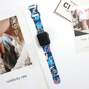 HYHMXB Cute Cartoon Monster Pattern Watch Bands Compatible with Apple Watch 38mm 40mm 41mm for Kids Girl Boy, Grade Soft Silicone Sports Wristband Strap for iWatch SE & Series 8/7/6/5/4/3/2/1