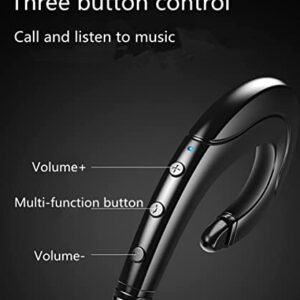 Wireless Bluetooth Headphone, Painless Wearing Headset with Mic for Cell Phone, Non Ear Plug Non Bone Conduction Ear Hook Earbuds, Lightweight, Waterproof Earpiece for Business/Office/Sports (Black)