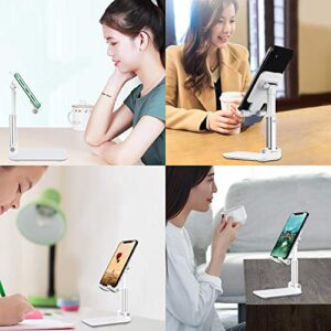 TIQUS [2 Pack] Foldable Desktop Cell Phone Stand, Angle & Height Adjustable Desk Table Phone Holder with Stable Anti-Slip Design Compatible with Cellphone Smartphones White