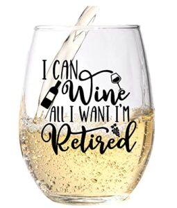 funny retirement gift wine glass for women - humorous gifts for retired coworkers - unique wine glass with funny saying - happy retirement gifts