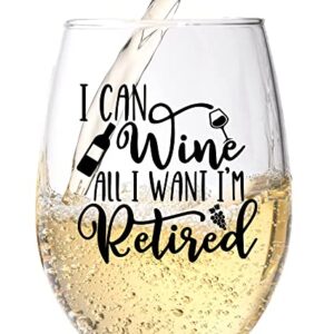 Funny Retirement Gift Wine Glass For Women - Humorous Gifts For Retired Coworkers - Unique Wine Glass With Funny Saying - Happy Retirement Gifts