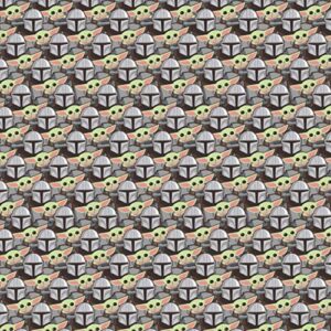 quilting cotton for sewing - star wars collection - 100% cotton - soft, decorative material - pre-cut 44-45 inches wide x 2 yards - by camelot fabric (mandalorian stickers multi)