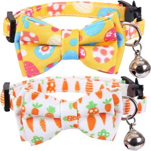 lamphyface 2 pack easter cat collar with cute bow tie and bell breakaway adjustable safety