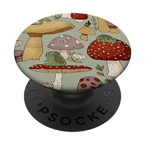 cute cottagecore frog and mushroom vintage popsockets swappable popgrip