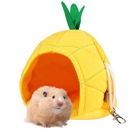 Jetec Pineapple Hammock Soft Hamster House Bed Small Animals Hamster Hanging House Cage Nest Sugar Glider Cage Accessories for Guinea Pig Rat Chinchilla Small Pets Sleeping Playing