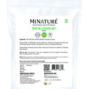 Miswak (Siwak) Powder by mi Nature | salvarado persica| 227g(8 oz) (0.5 lb) | 100% Only Miswak (siwak) Powder | Dental Care | Natural Toothpaste | Whitening Teeth | Oral Care