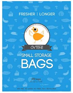 ovtene food storage bags for cheese, meat, and produce - keeps food fresher longer (20 small bags 10.5"x7.25")