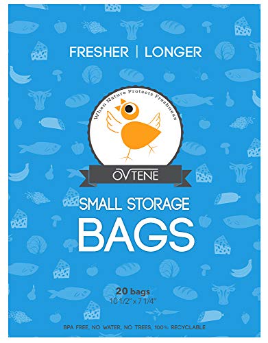 OVTENE Food Storage Bags for Cheese, Meat, and Produce - Keeps Food Fresher Longer (20 Small bags 10.5"x7.25")